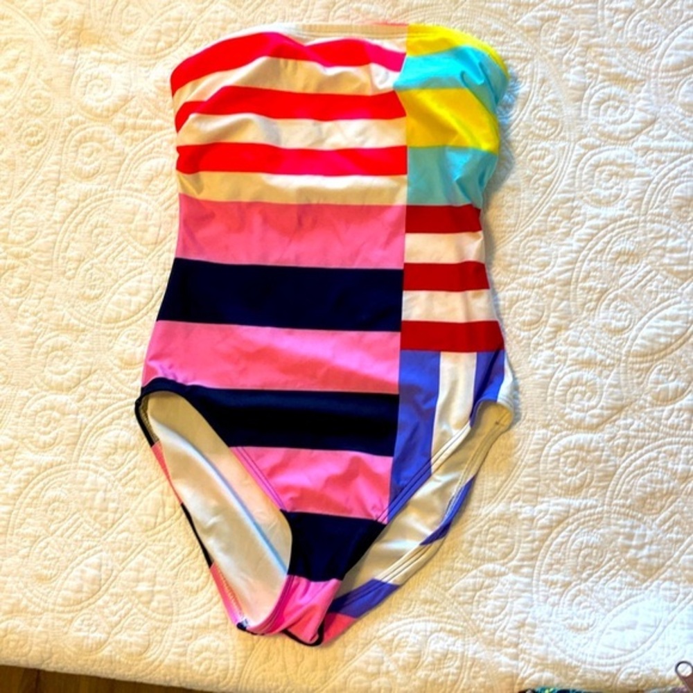Kate Spade strapless striped one- piece swimsuit - Picture 2 of 6